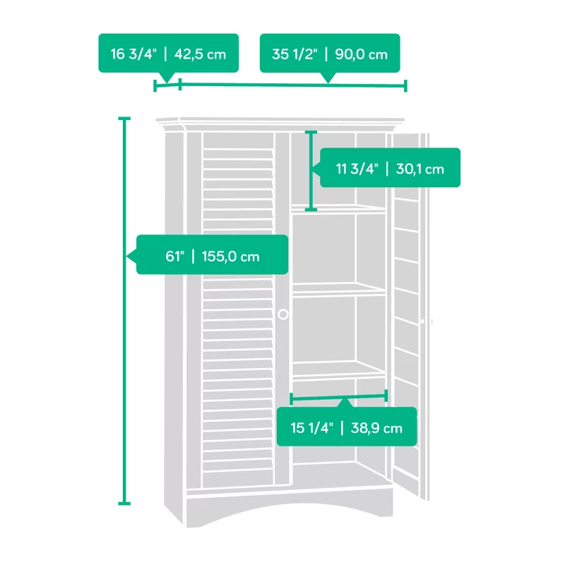 August Grove Contemporary Storage Cabinet with Doors and 4 Adjustable Shelves in Antique Brown