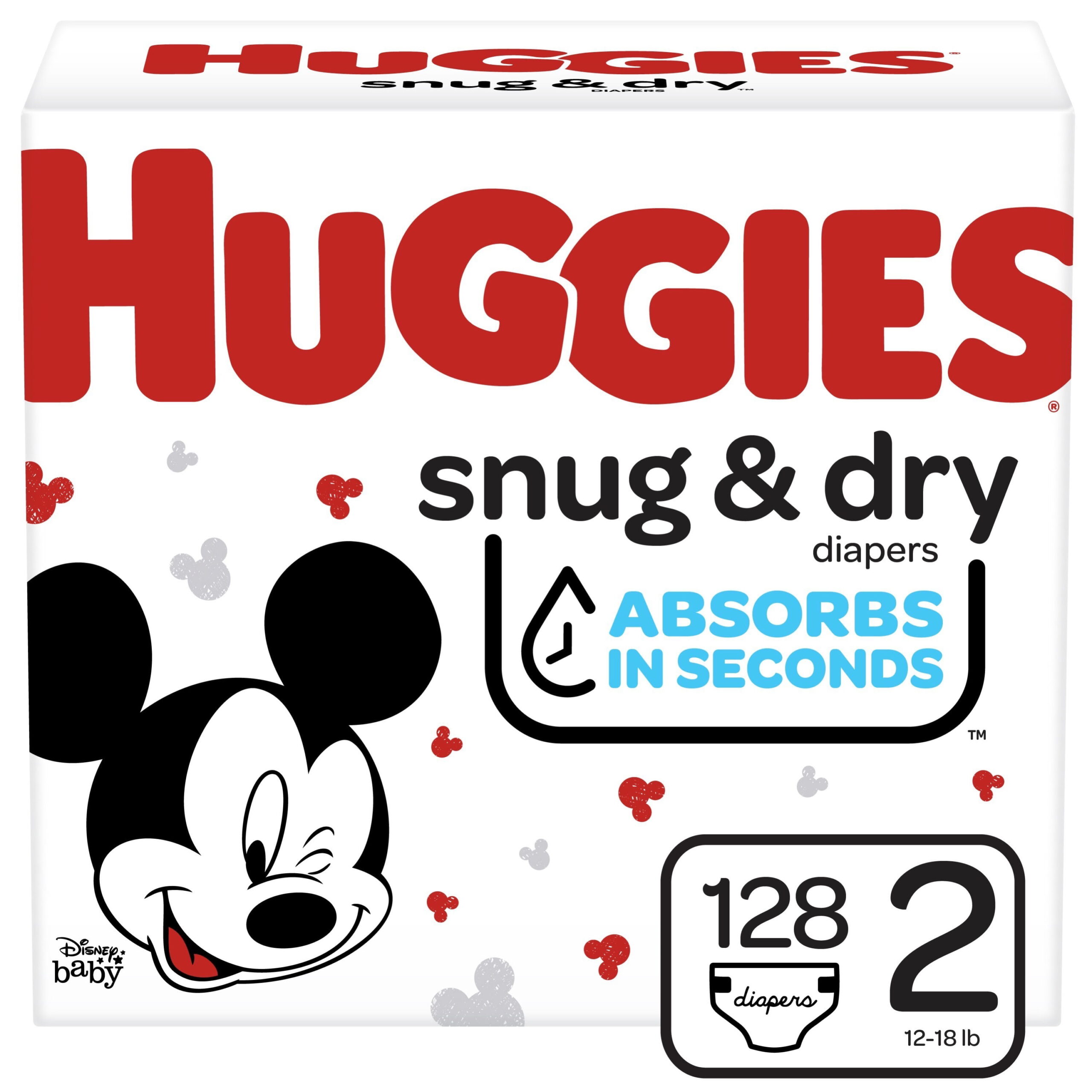 Huggies Little Snugglers Baby Diapers. 128 Ct. Size 2 (12-18 lb)