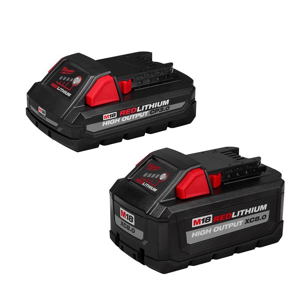 Milwaukee 48-11-1835S M18 18-Volt Lithium-Ion HIGH OUTPUT XC 8.0 Ah and 3 Ah Battery (2-Pack)