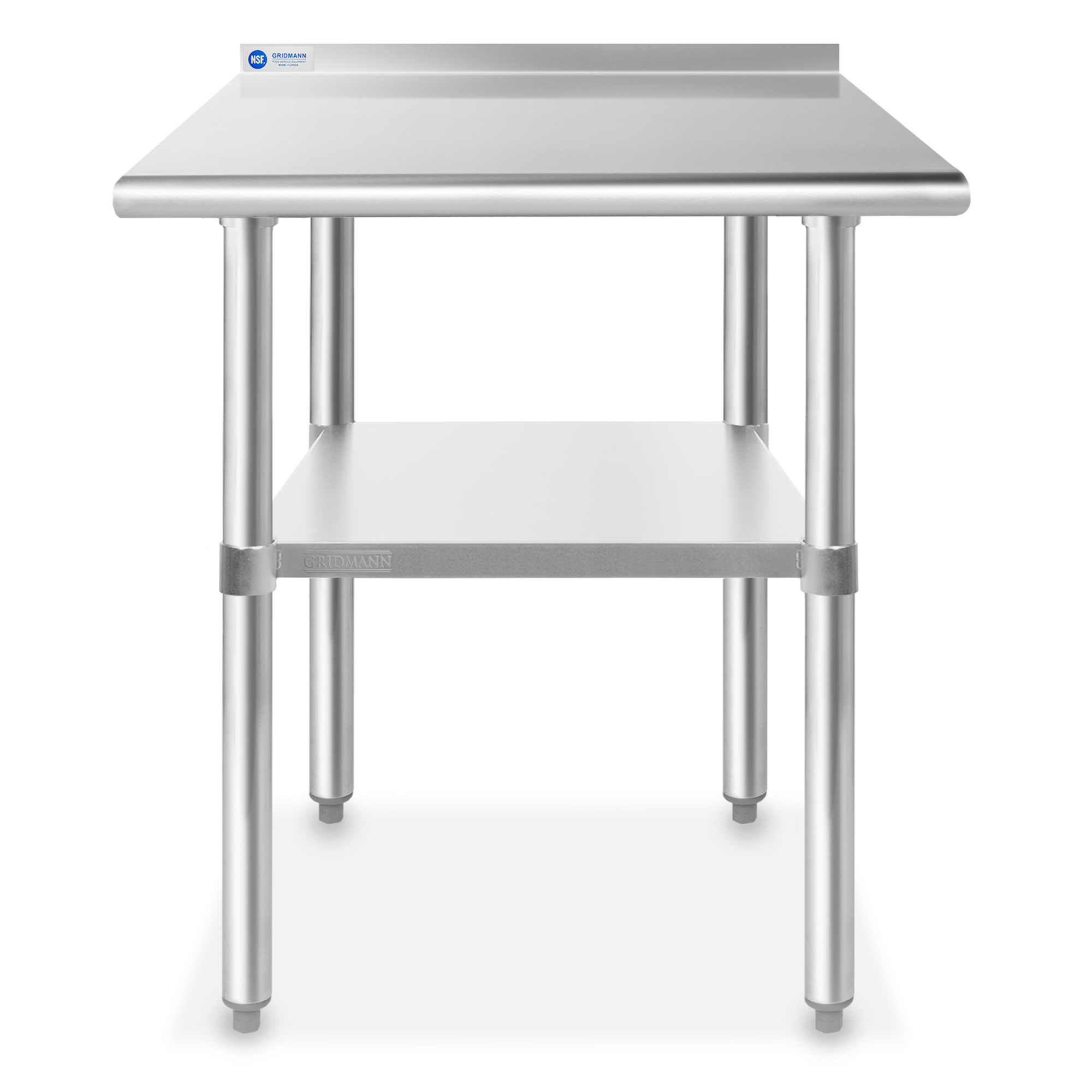 Gridmann NSF Stainless-Steel Commercial Kitchen Prep & Work Table with Backsplash - 30 x 24 Inches