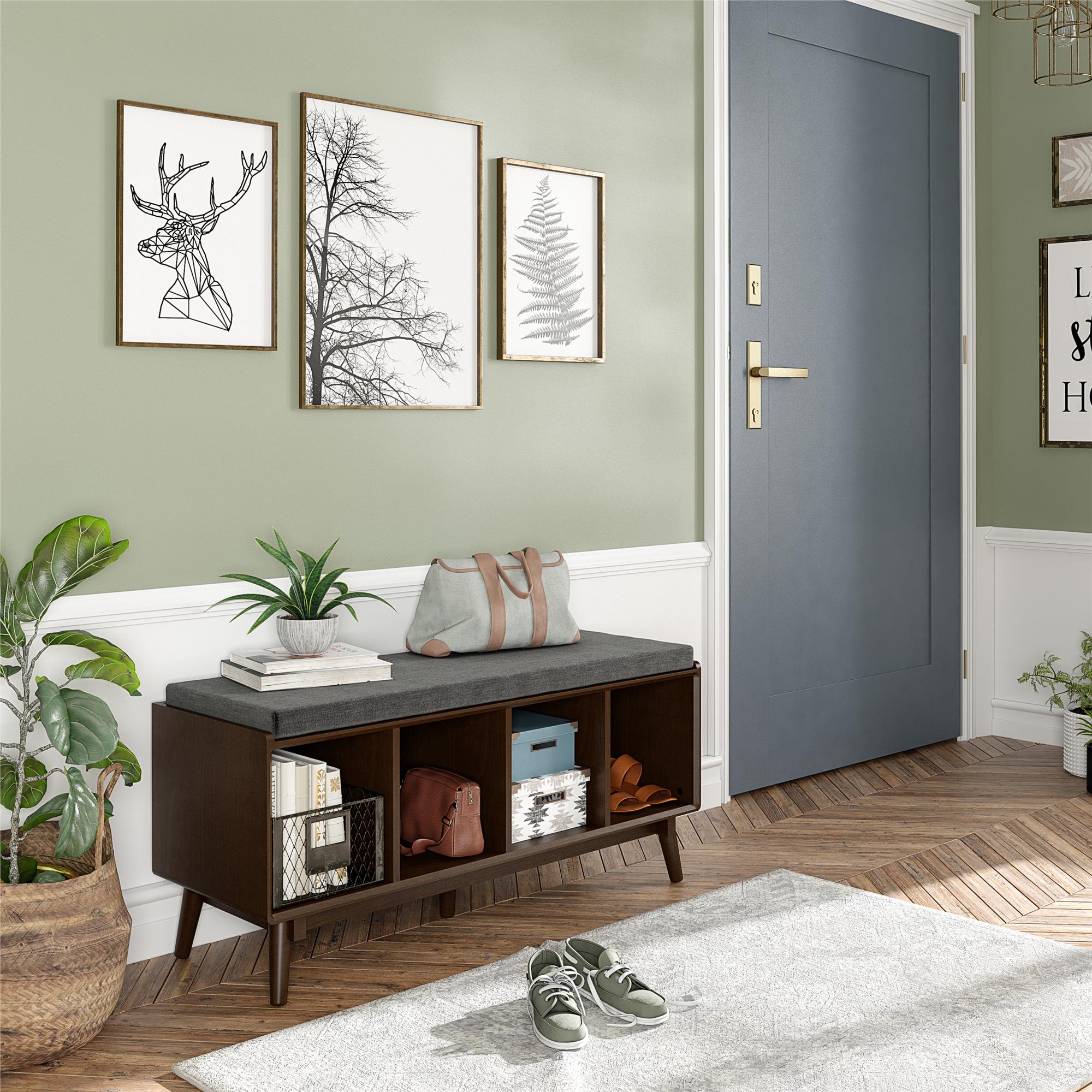 Novogratz Brittany Entryway Bench. Walnut