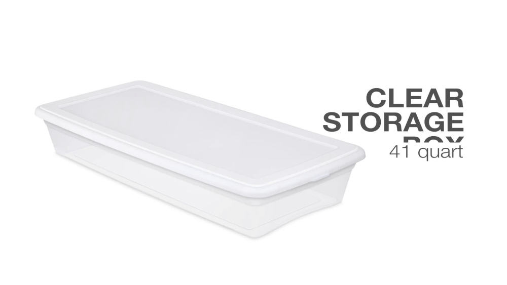 Sterilite 41 Qt Storage Box Clear Base White Lid Set of 6