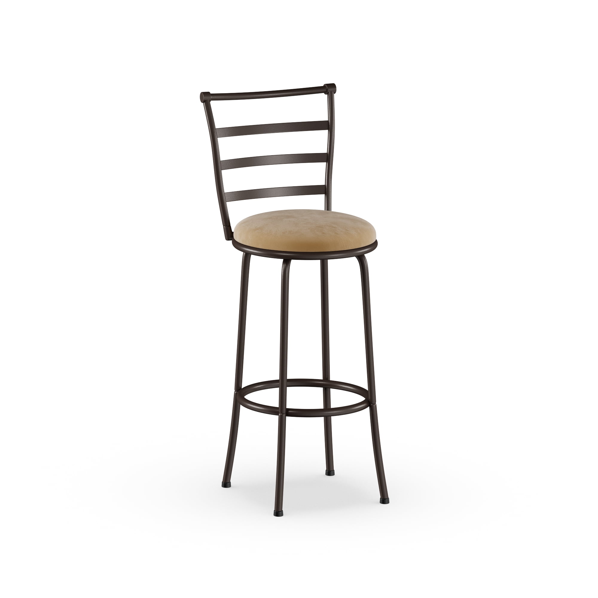 Mainstays 3 Pack Adjustable 24″ or 29″ Bronze Ladder Back Swivel Barstool. Tan Microfiber Seat