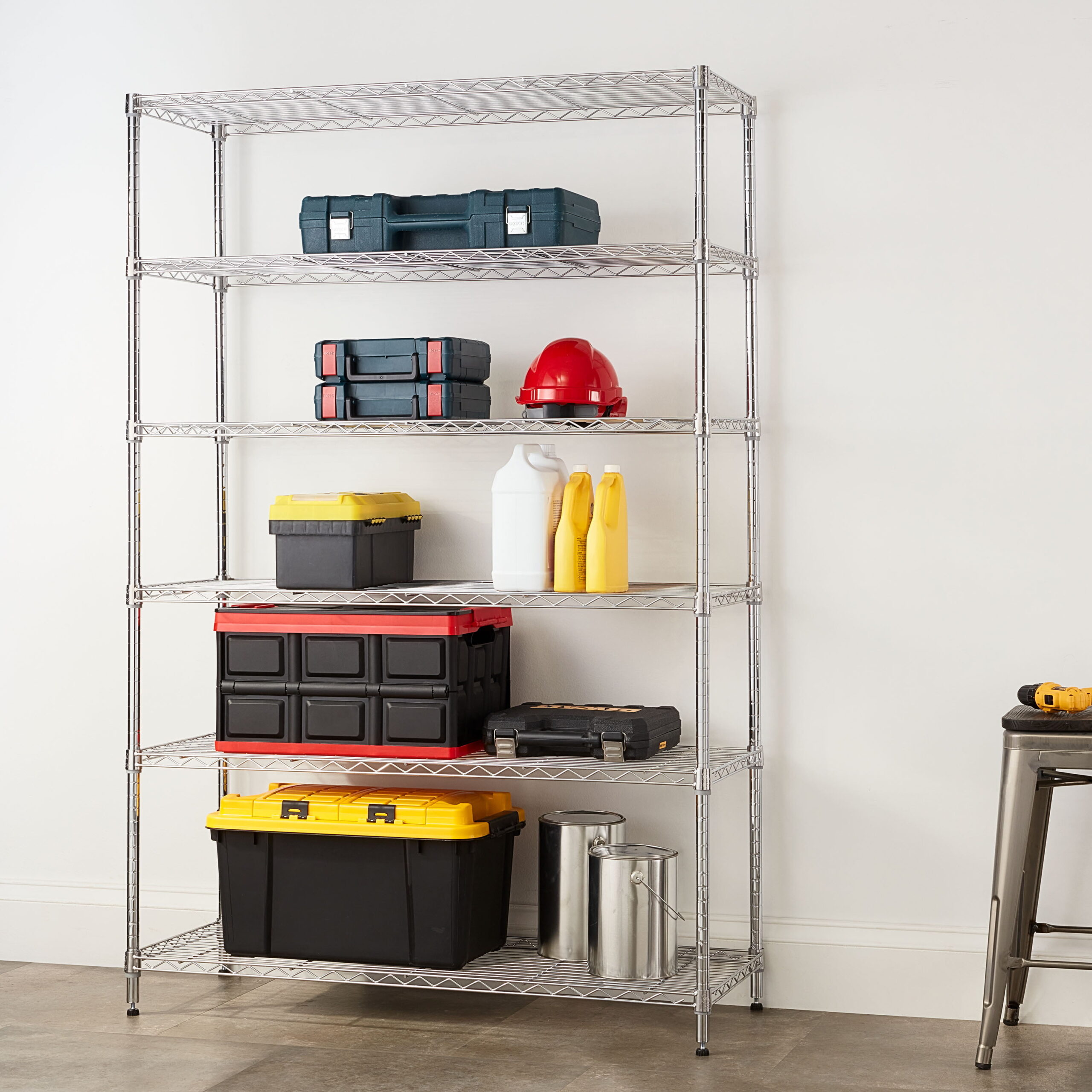 Hyper Tough 6 Tier Wire Shelf Unit Chrome 18″x47.7″x72″ Capacity 2100 lbs
