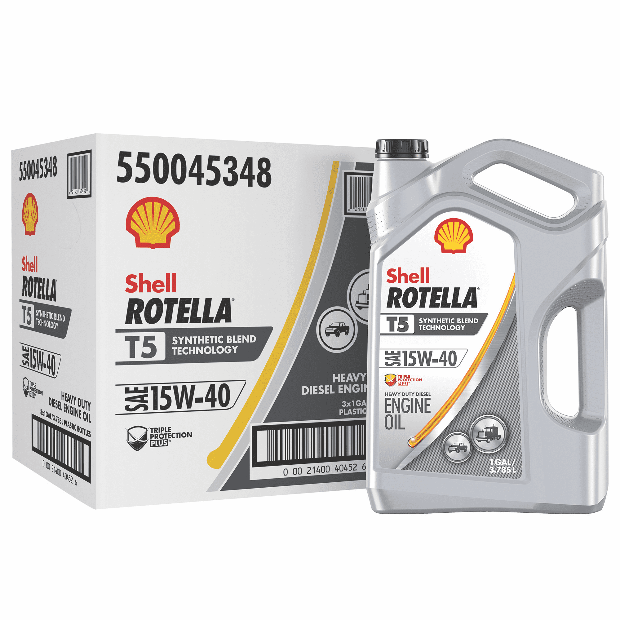 Shell Rotella T5 Synthetic Blend 15W-40 Diesel Engine Oil. 1 Gallon. 3-Pack Case