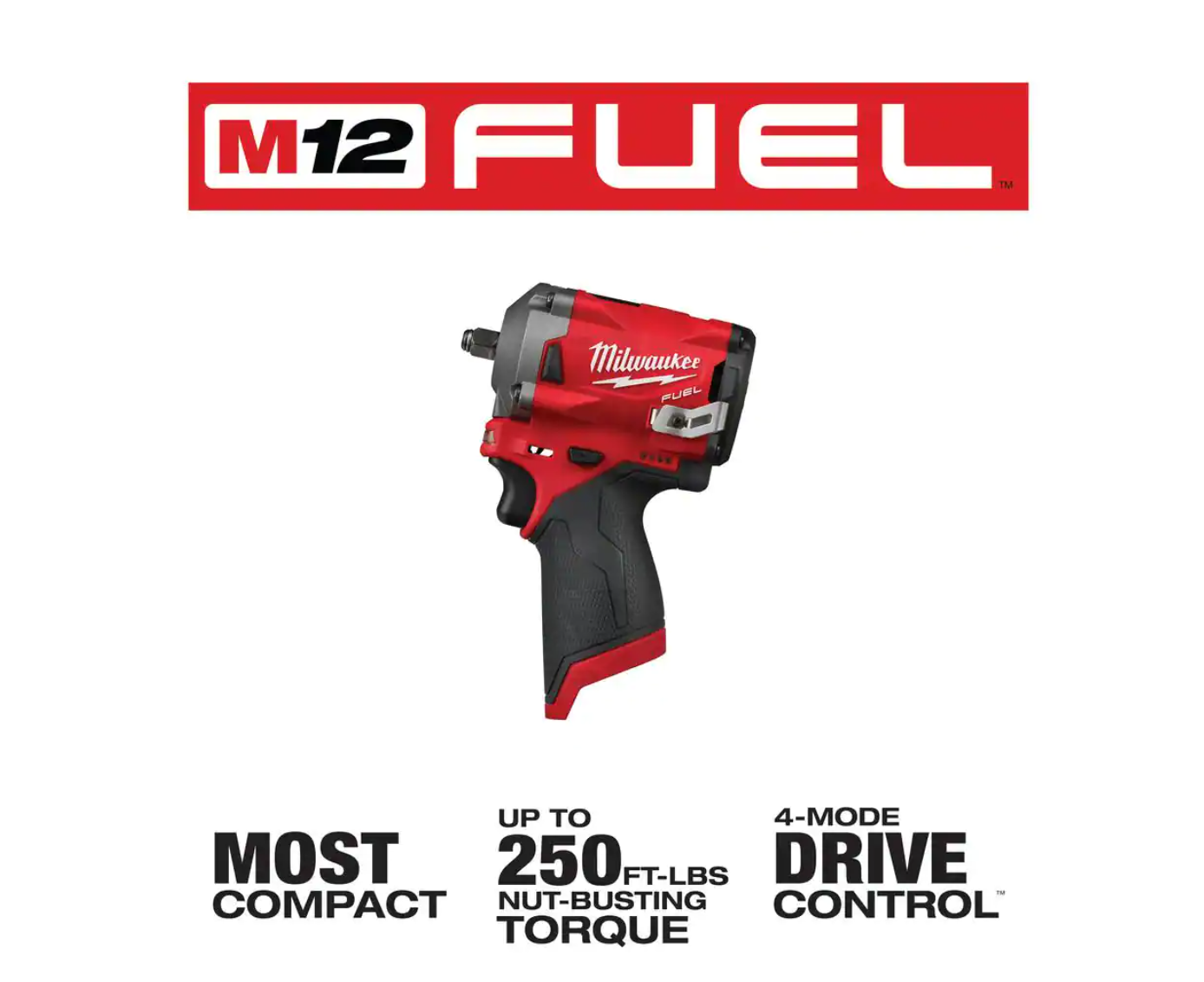 Milwaukee 2554-20-2485-20-2557-20 M12 FUEL 12V Lithium-Ion Brushless Cordless Stubby 3/8 in. Impact Wrench / 3/8 in. Ratchet/Die Grinder (3-Tool)