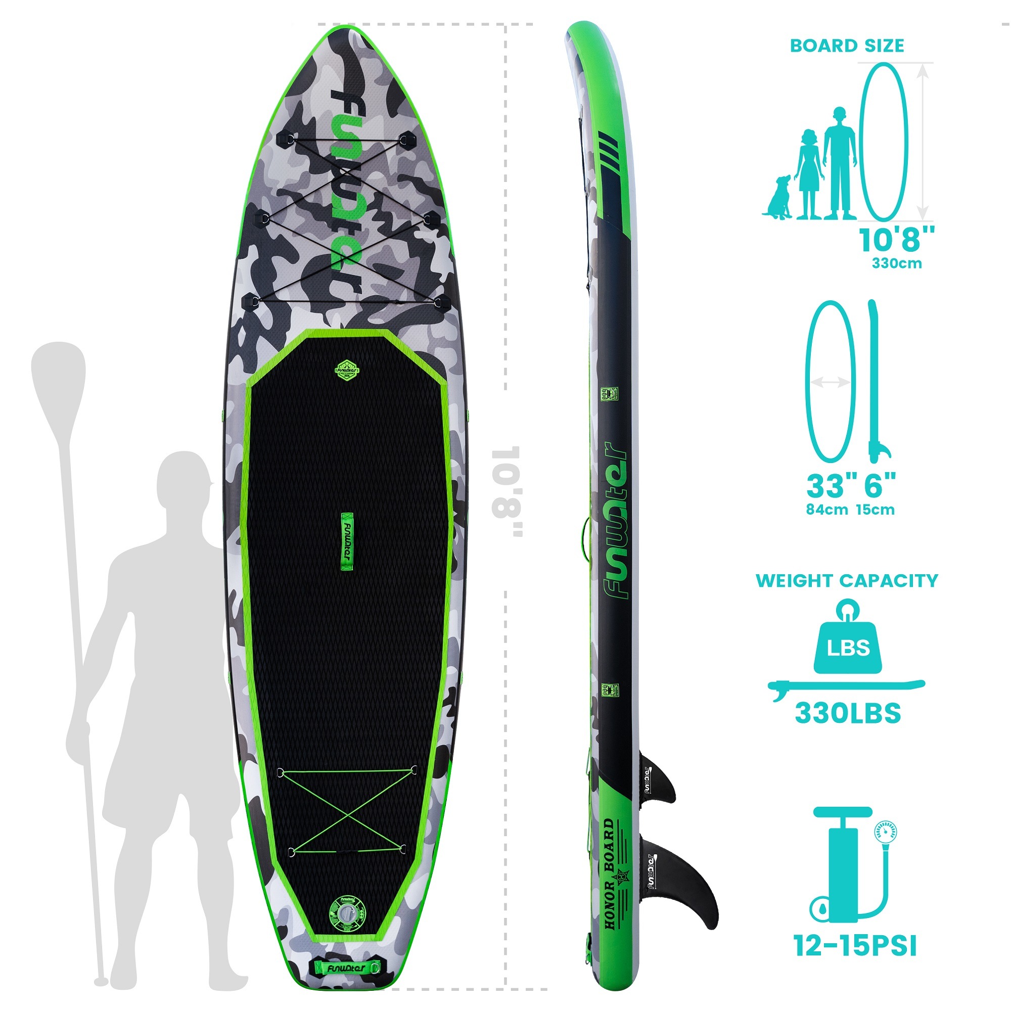Free Shipping US CA EU UK RU AU AE Warehouse Have Stock SUP Stand Up Paddle Board 10-8″x33”x6” Inflatable Paddleboard Soft Top Surfboard with ISUP Accessories Sup Board Surfing Board Water Sports