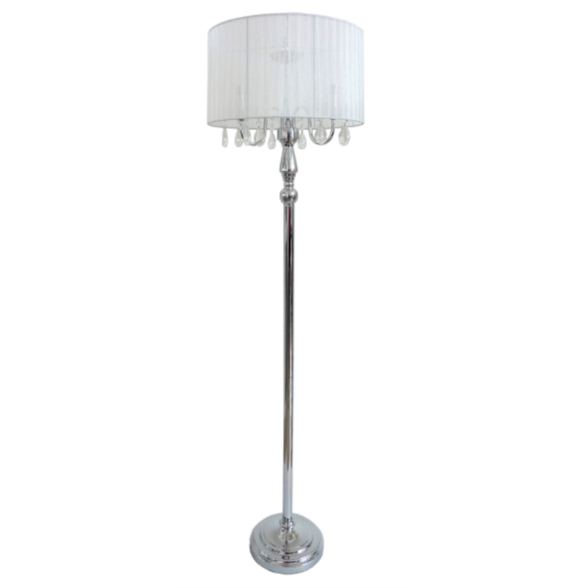 Elegant Designs Trendy Romantic Sheer Shade Floor Lamp with Hanging Crystals