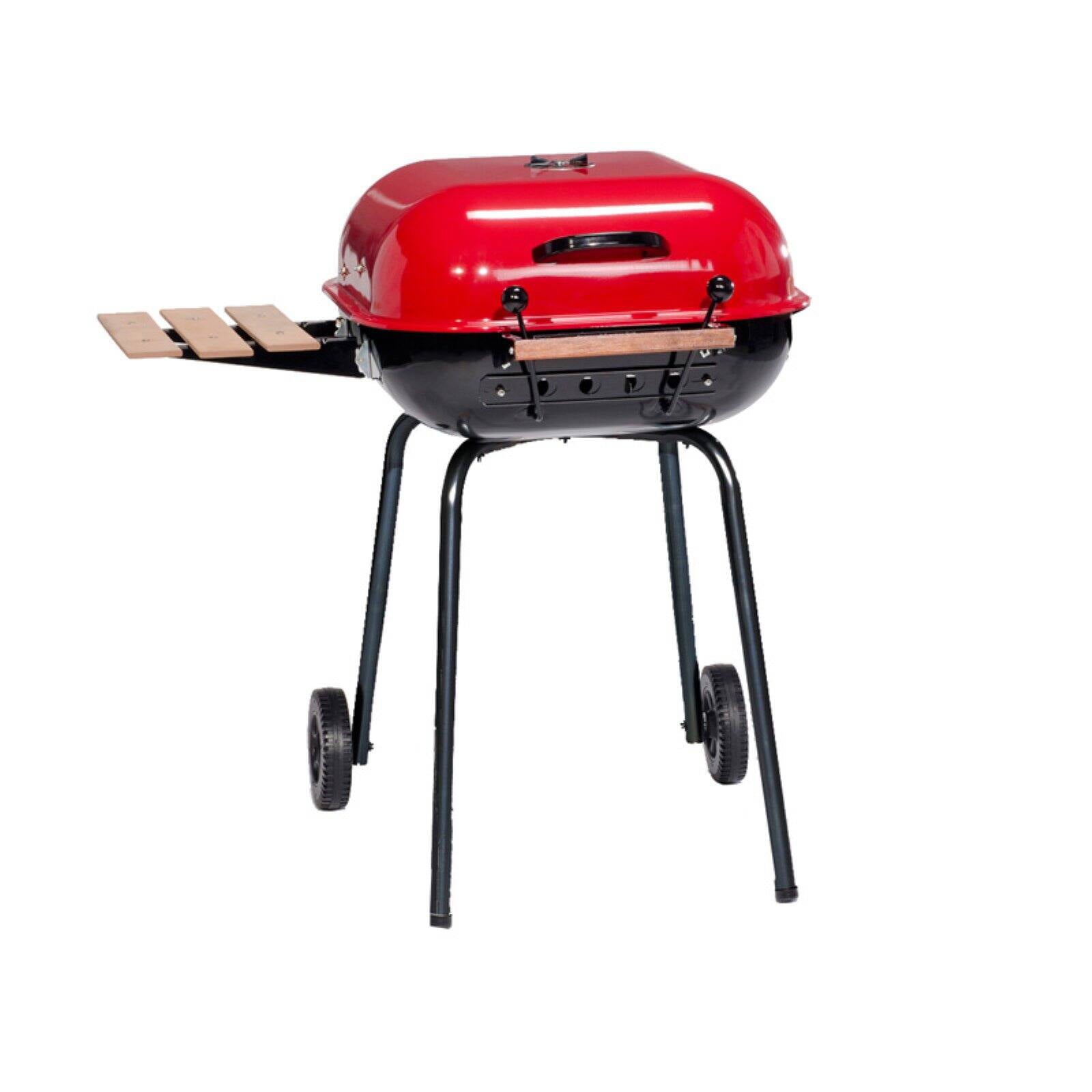 Americana Swinger Charcoal Grill with Side Table - Red