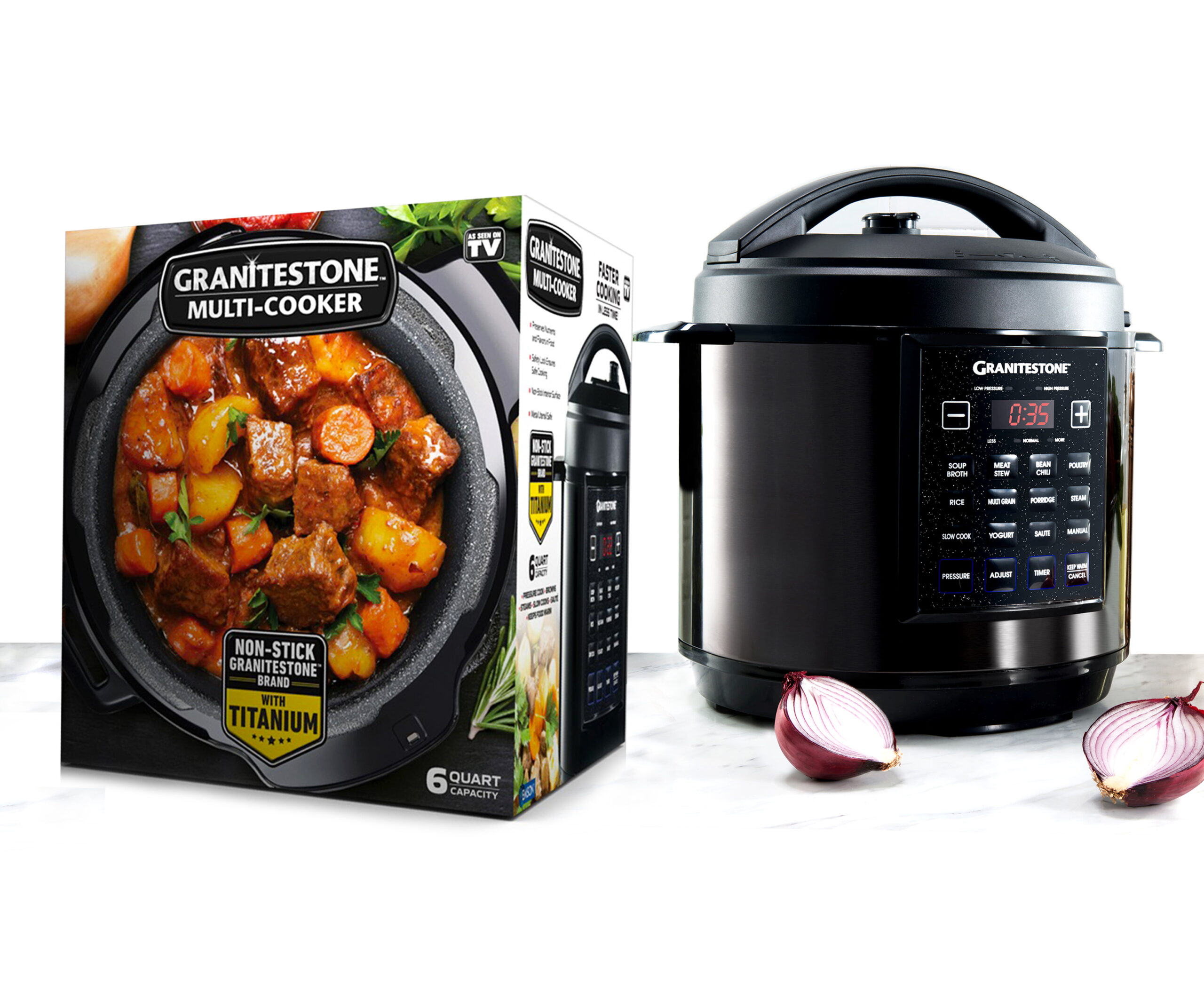 Granite Stone Diamond 12 in 1 Non Stick Multi Cooker. 6 Quart – As Seen on TV!