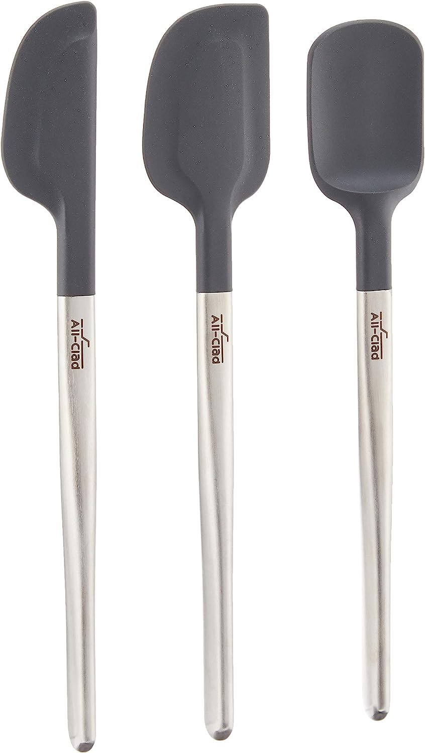All Clad Silicone Tools Spatula Cooking. Baking and Serving. 3-Piece Set. Stainless Steel and Black