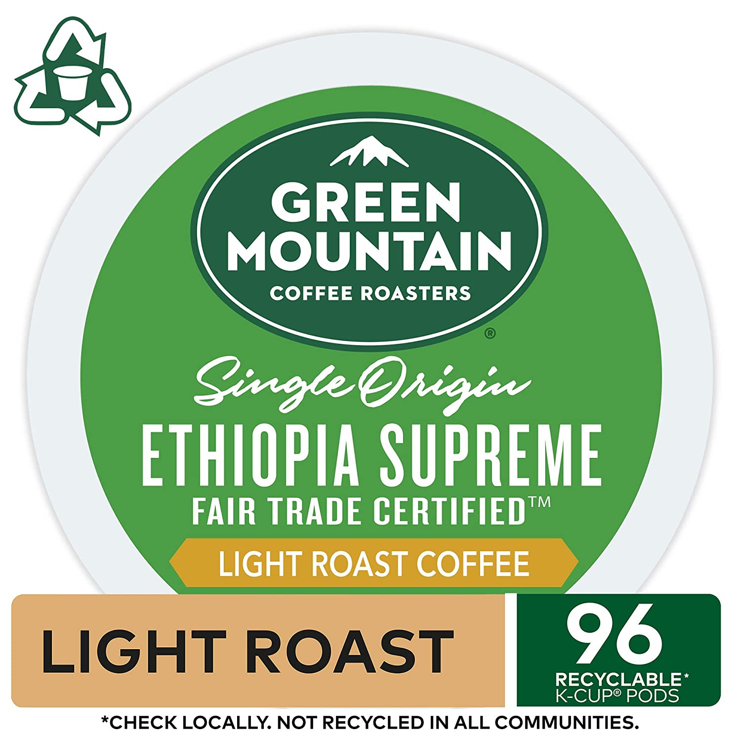 Green Mountain Coffee Roasters Ethiopia Supreme. Single-Serve Keurig K-Cup Pods. Light Roast Coffee. 96 Count