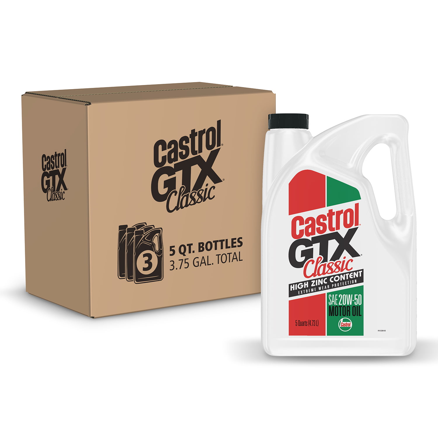 Castrol GTX Classic 20W-50 Conventional Motor Oil. 5 Quarts. Case of 3