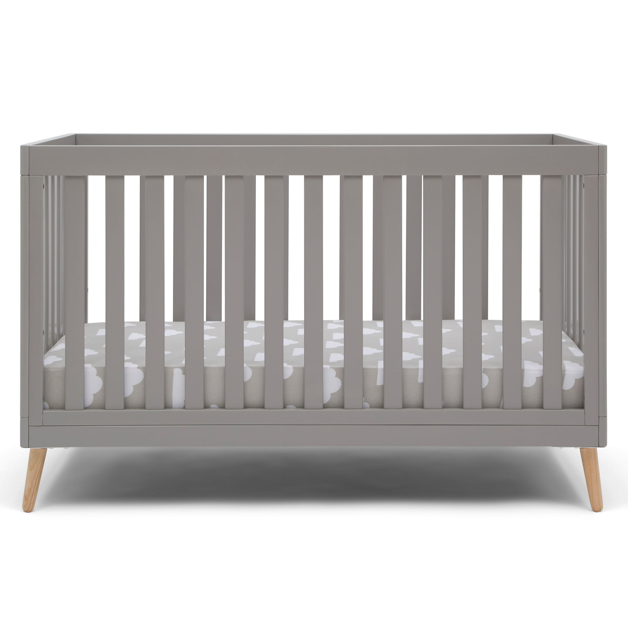 Delta Children Essex 4-in-1 Convertible Baby Crib. Grey/Natural Legs