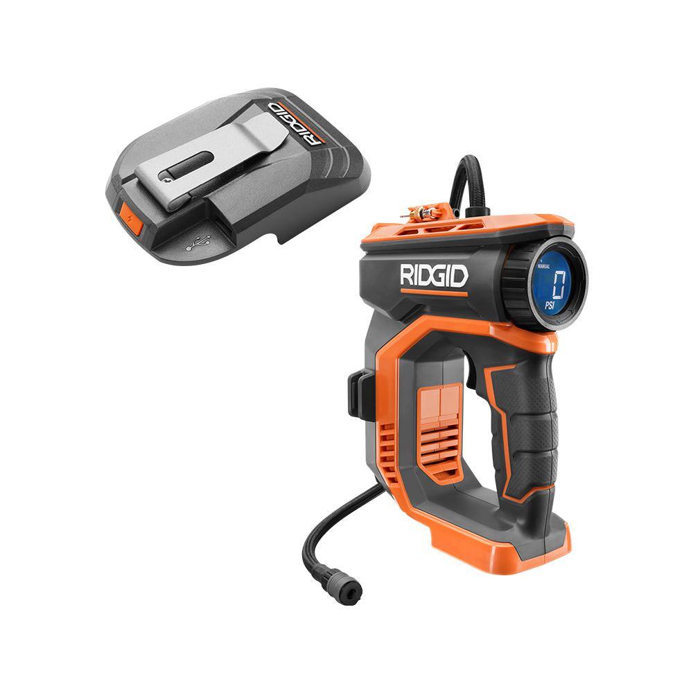 RIDGID R87044-AC86072B 18V Cordless High Pressure Inflator and Portable Power Source with Activate Button (Tools Only)