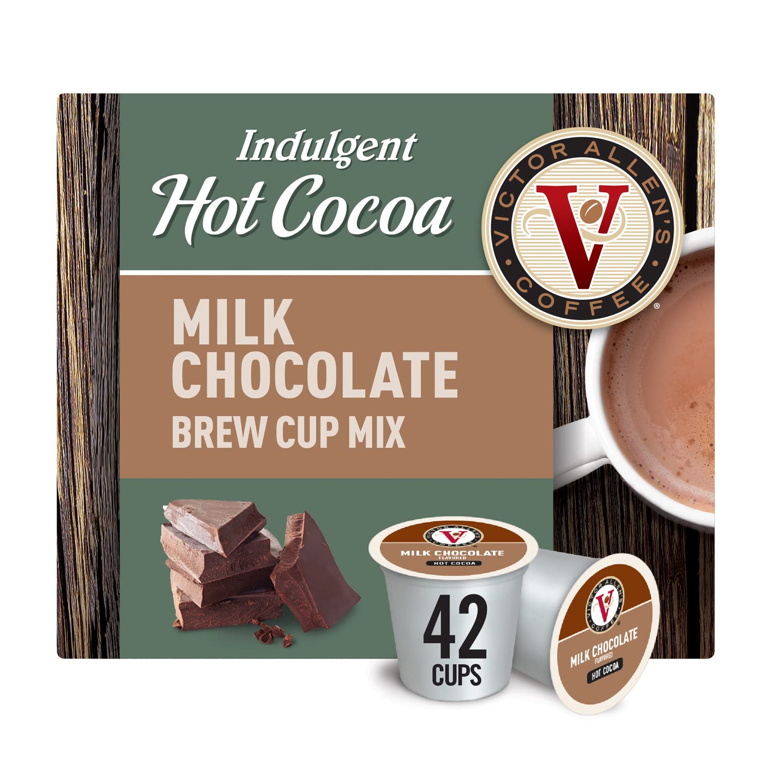 Victor Allen Coffee. Milk Chocolate Hot Cocoa Single Serve Cups. 42 Count