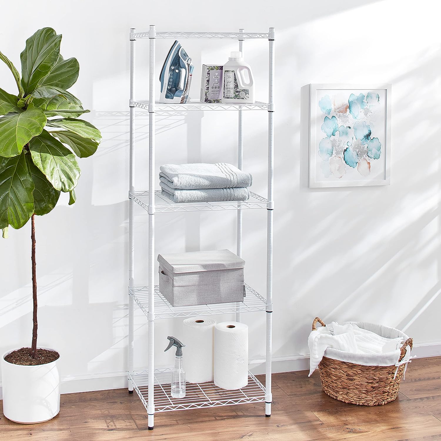 Honey-Can-Do SHF-01055 5-tier white shelving unit. 250 lbs