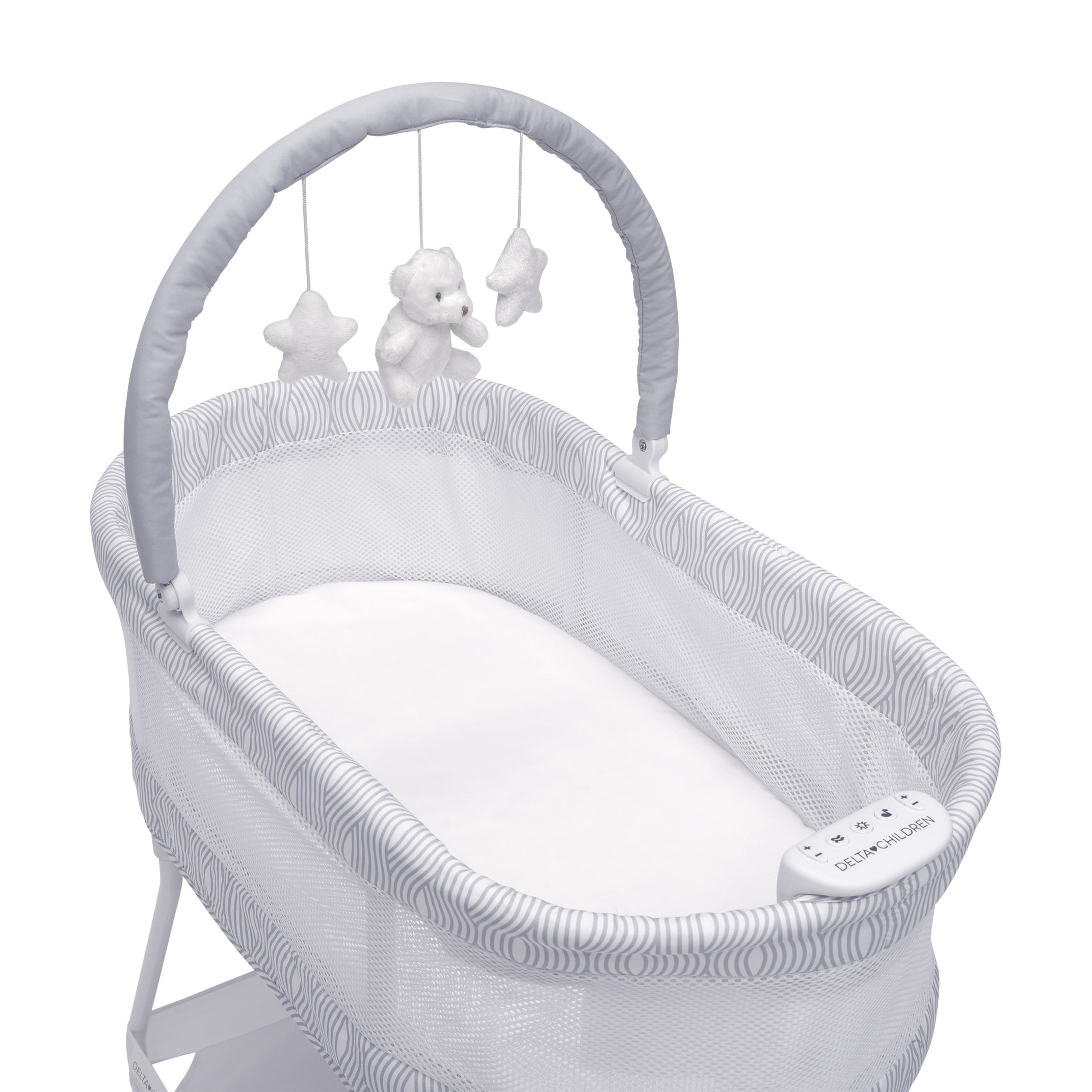 Delta Children Curve Bassinet. White/Grey