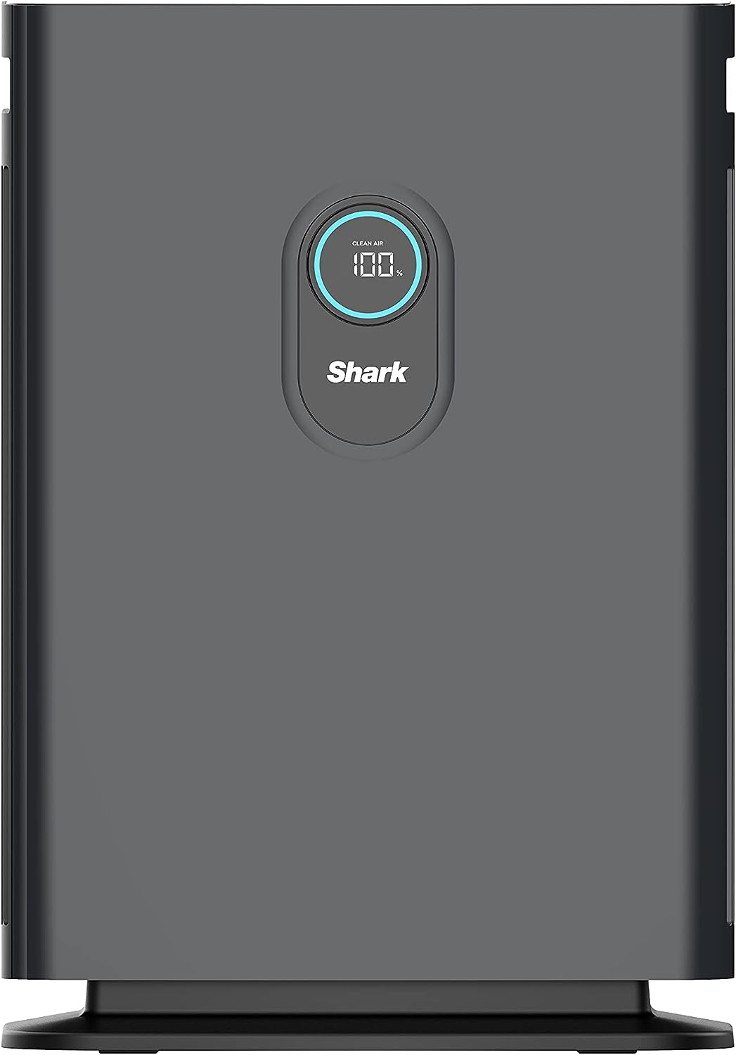 Shark HE402AMZ Air Purifier 4 True HEPA with Microban Protection Cleans up to 1000 Sq. Ft.. Captures 99.98% of particles. allergens. smoke. odors to 0.1–0.2 microns. Advanced Odor Lock. 4 Fan. Grey