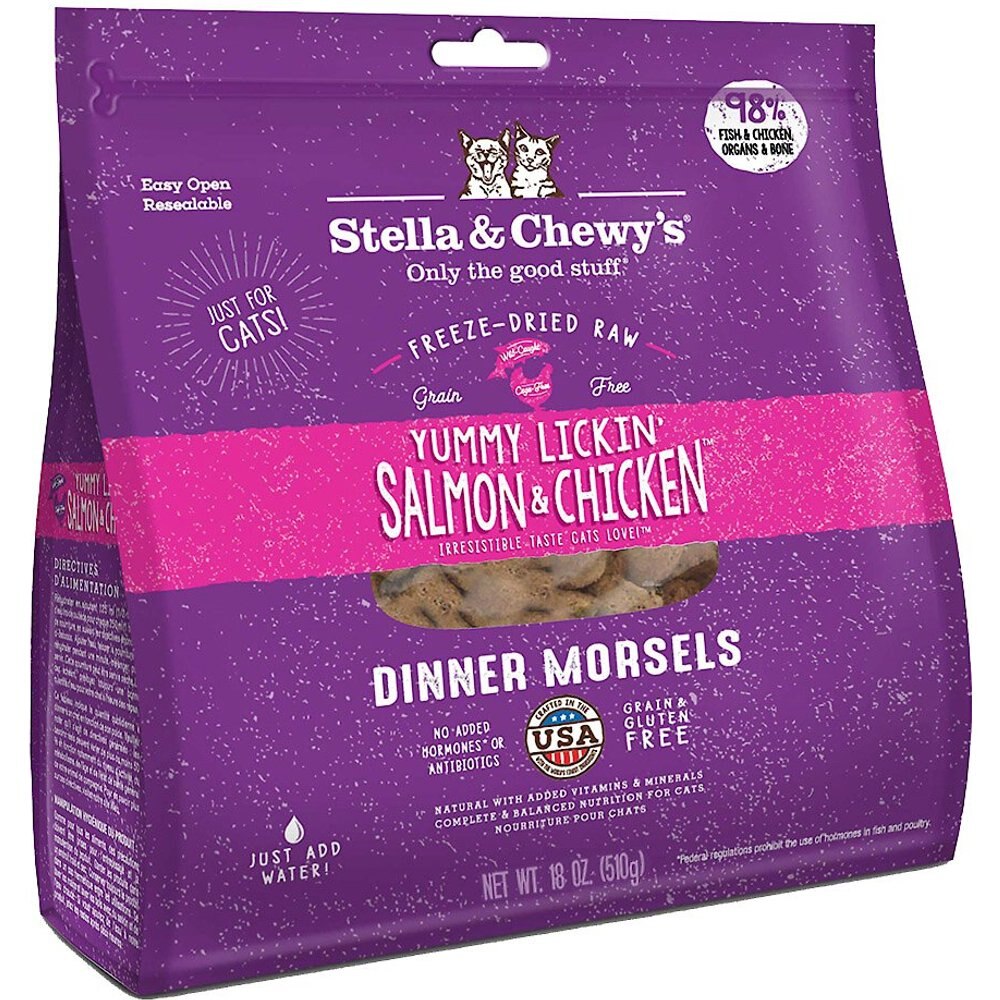 Stella and Chewy-s Yummy Lickin- Salmon and Chicken Dinner Morsels Freeze-Dried Raw Cat Food - 18oz bag