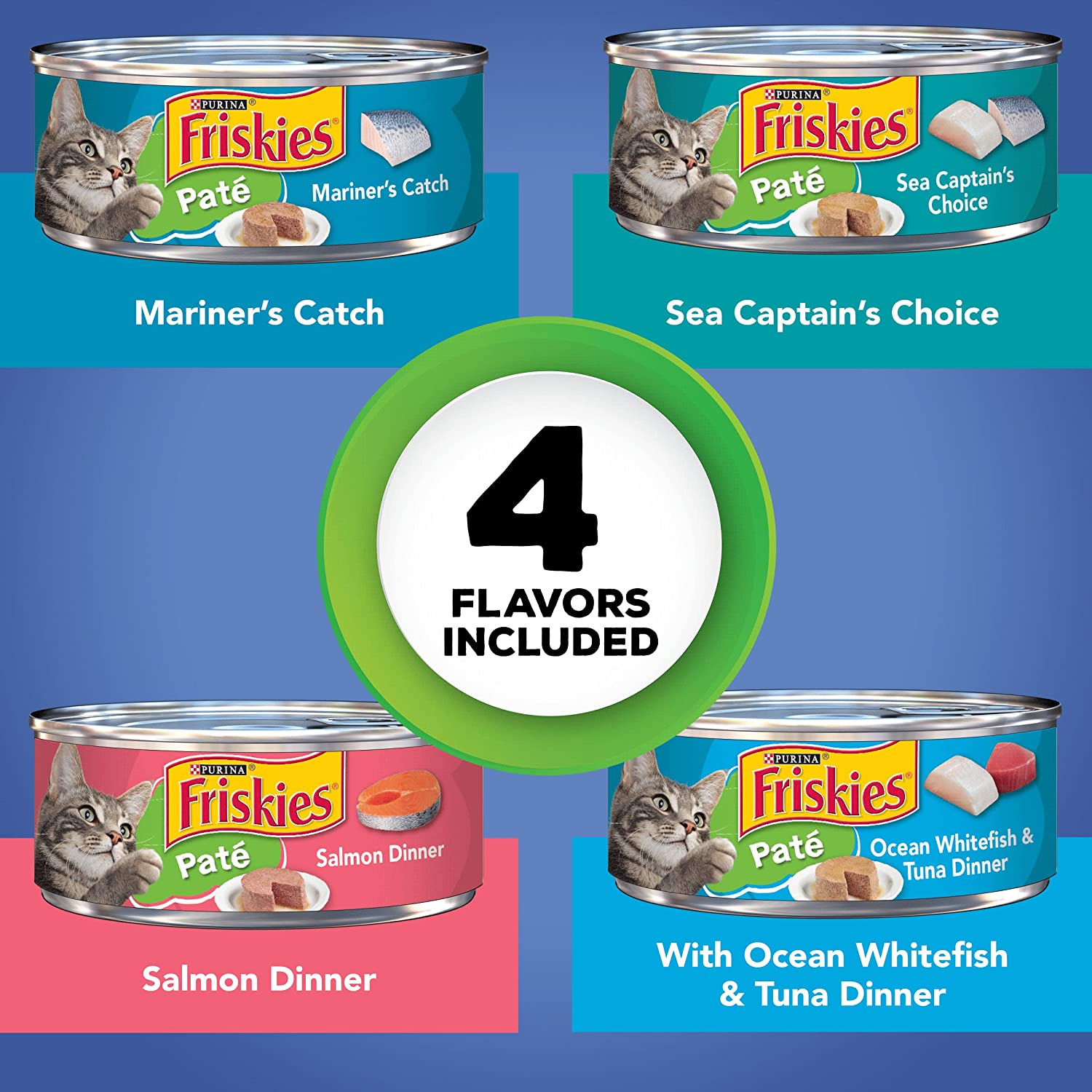 Purina Friskies Pate Wet Cat Food Variety Pack. Seafood Favorites - (32) 5.5 oz. Cans
