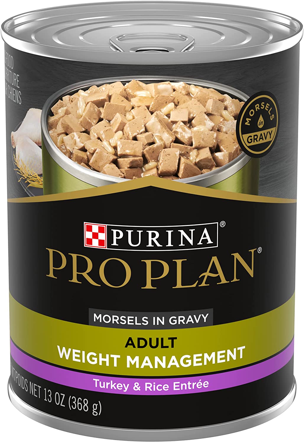 Purina Pro Plan Weight Management Adult Wet Dog Food. Turkey & Rice. (12) 13 oz. Cans