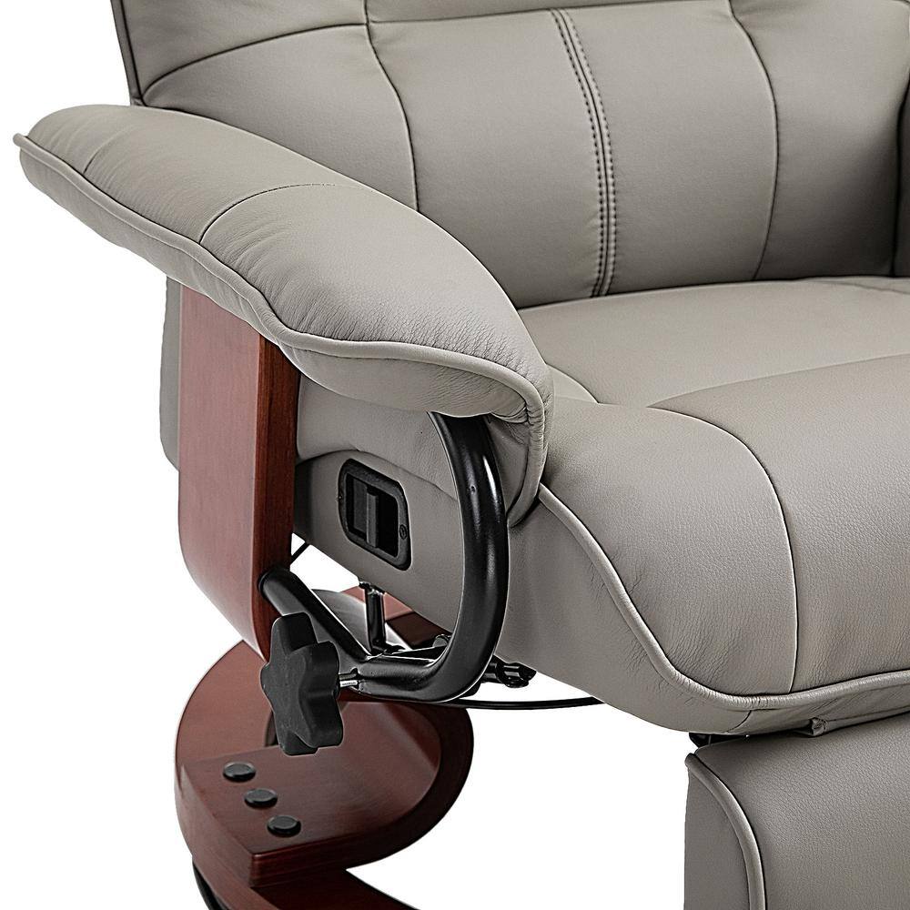 HomCom  Grey PU Leather Adjustable Swivel Recliner Chair