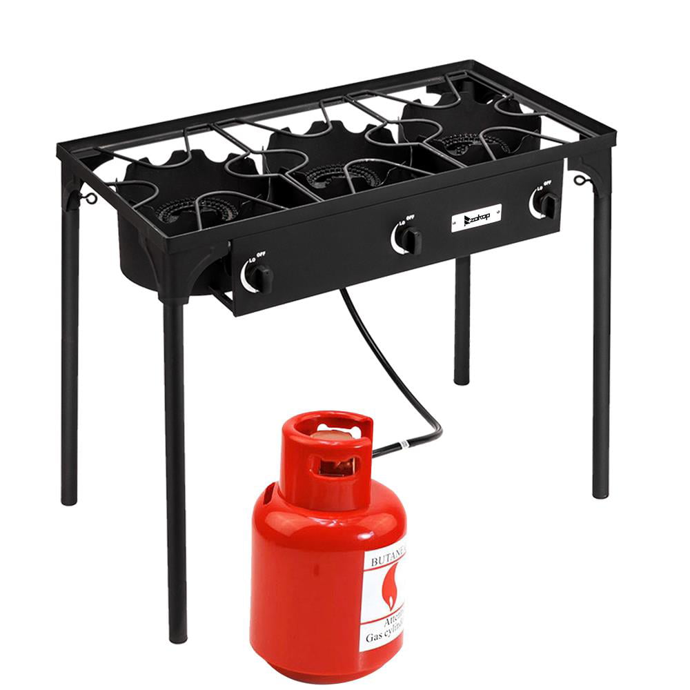 UBesGoo Portable 3 Burner Propane 225.000BTU Outdoor Stove with Adjustable Legs. Black
