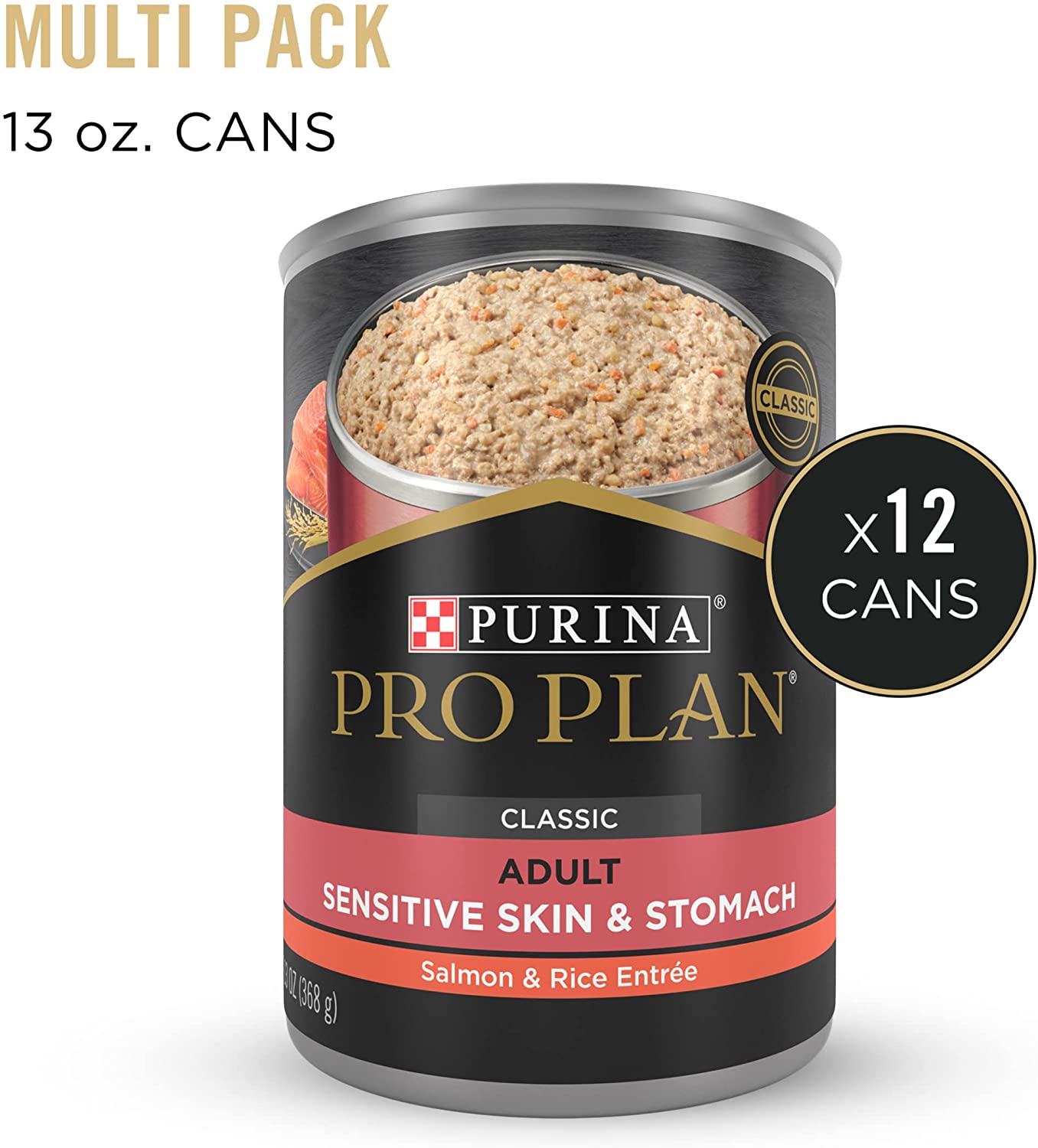 Purina Pro Plan Sensitive Skin & Stomach. Adult Wet Dog Food. 12-Pack Cans 13 oz.