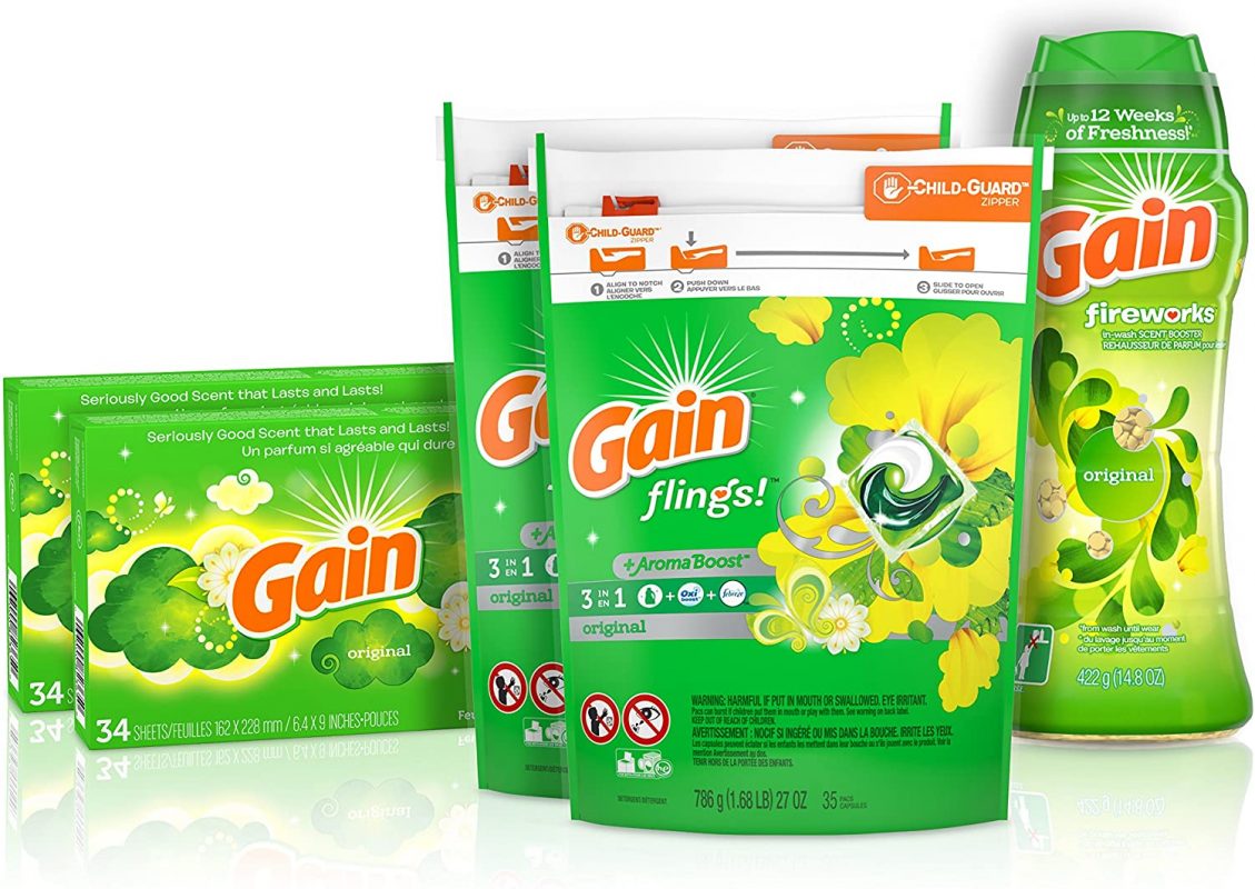 Gain Laundry Bundle Gain Flings. Dryer Sheets. Fireworks Laundry Beads 1.0 ea