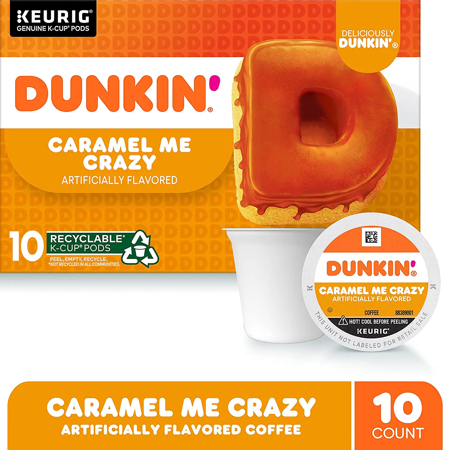 Dunkin- Caramel Me Crazy Flavored Coffee 60 Keurig K-Cup Pods 10 Count (Pack of 6)