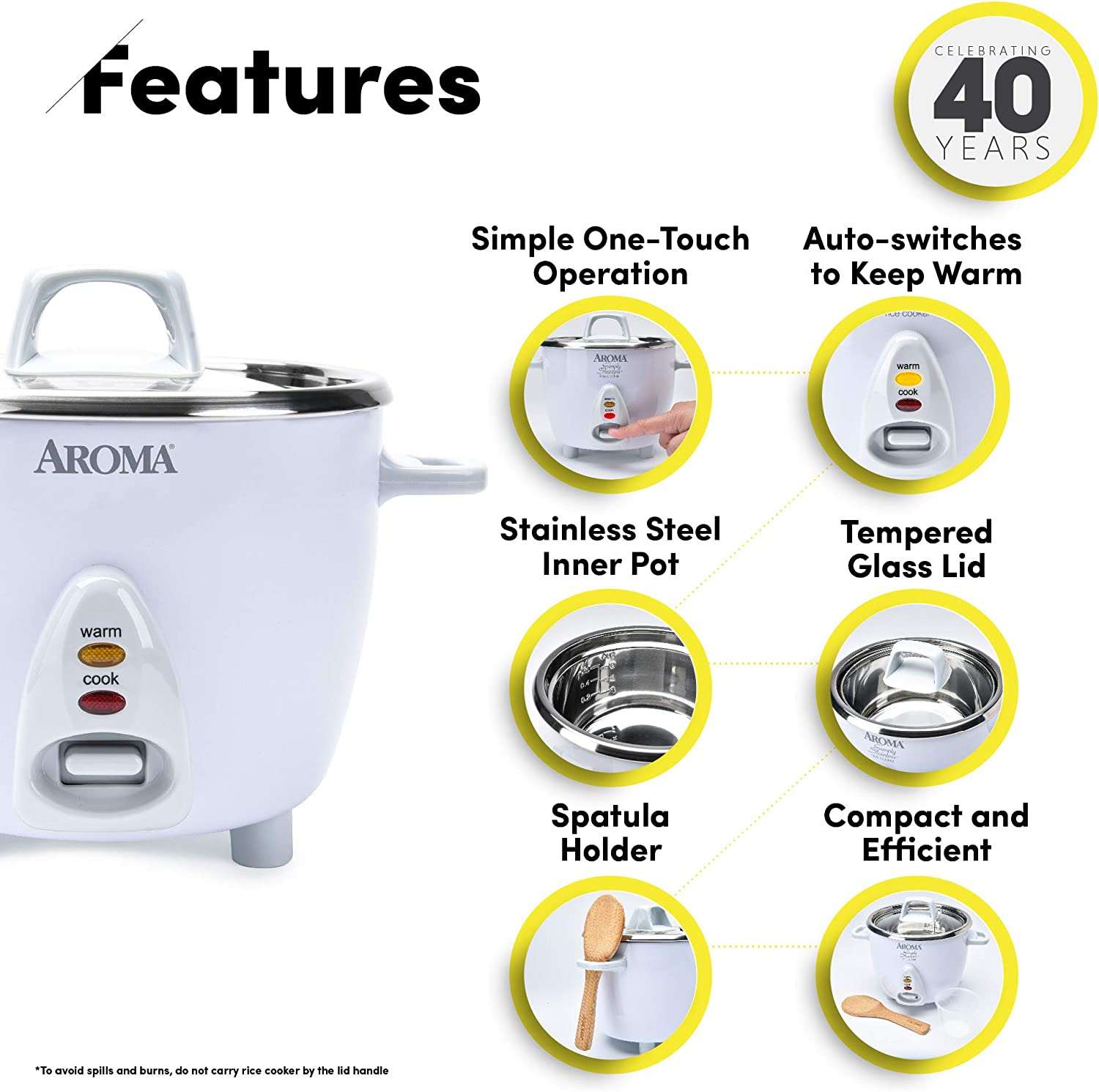 Aroma Housewares Select Stainless Rice Cooker & Warmer with Uncoated Inner Pot. 14-Cup(cooked) / 3Qt. ARC-757SG