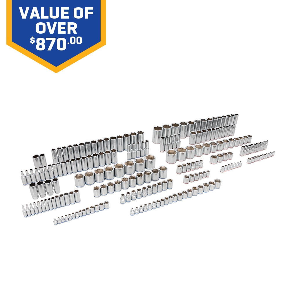 Kobalt 211-Piece Standard (SAE) and Metric 1/4-in to 1/2-in Drive 6-point Set Shallow/Deep Socket Set