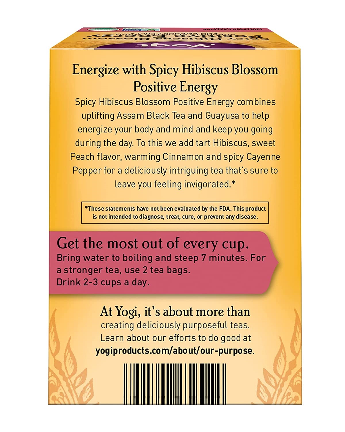 Yogi Tea. Spicy Hibiscus Blossom Positive Energy. 4 Pack. 64 Tea Bags