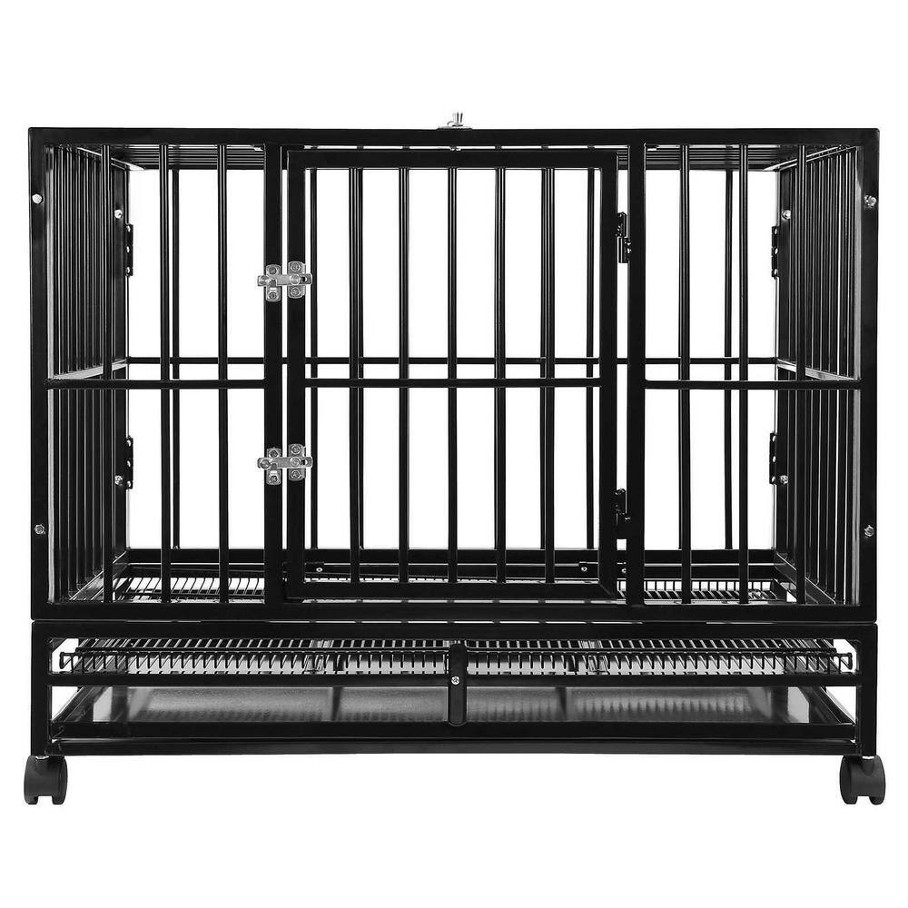 SMITHBUILT CAGE-Z42 Heavy-Duty Metal Dog Cage in Black - Large 42 in.