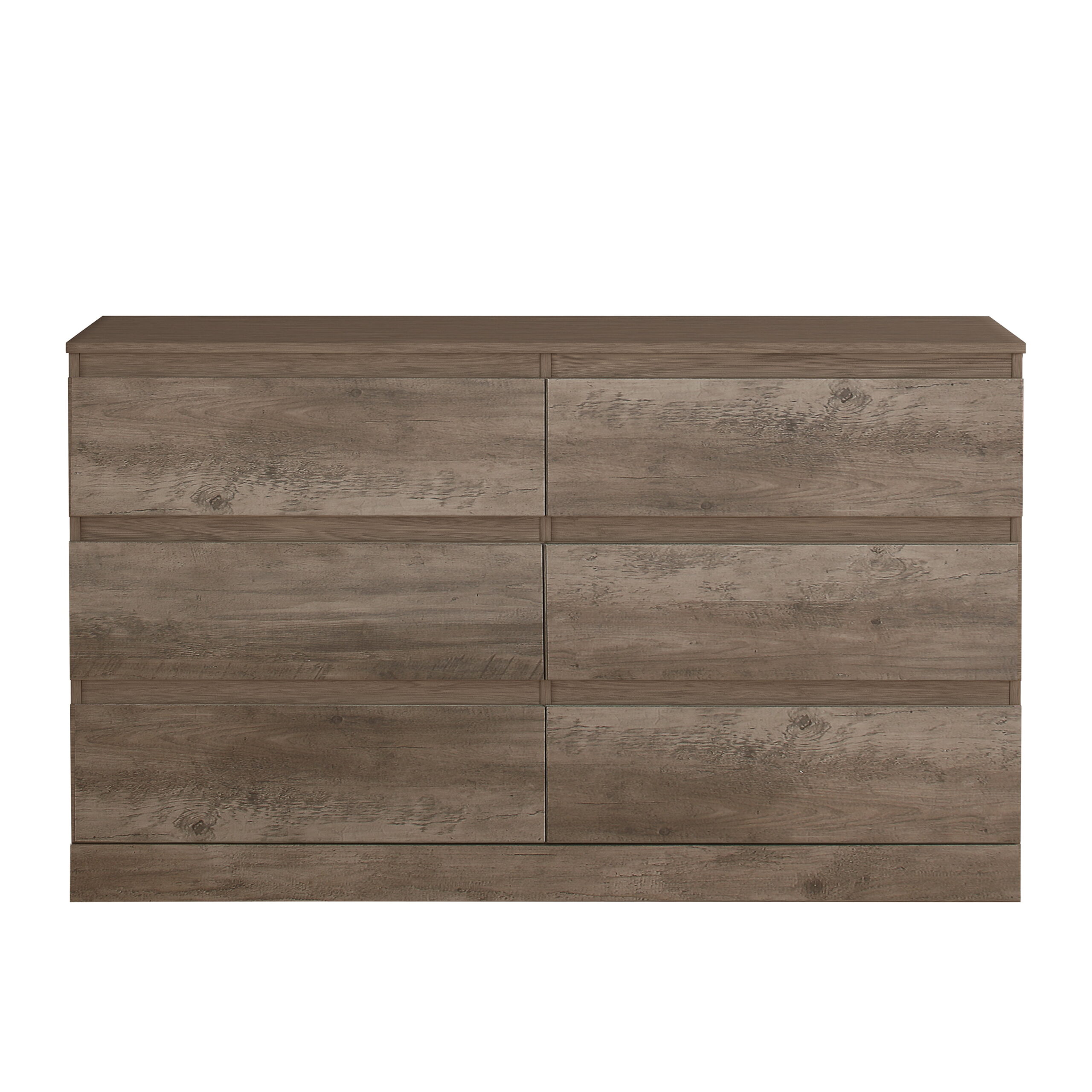 Brindle 6-Drawer Horizontal Dresser. Gray Oak Finish. by Hillsdale