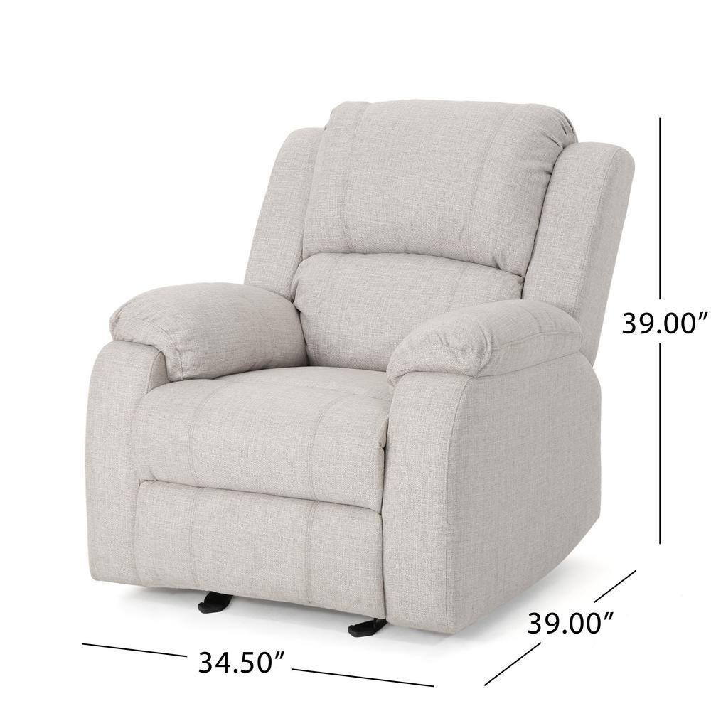 Noble House  Mozelle Classic Tufted Beige Polyester Recliner