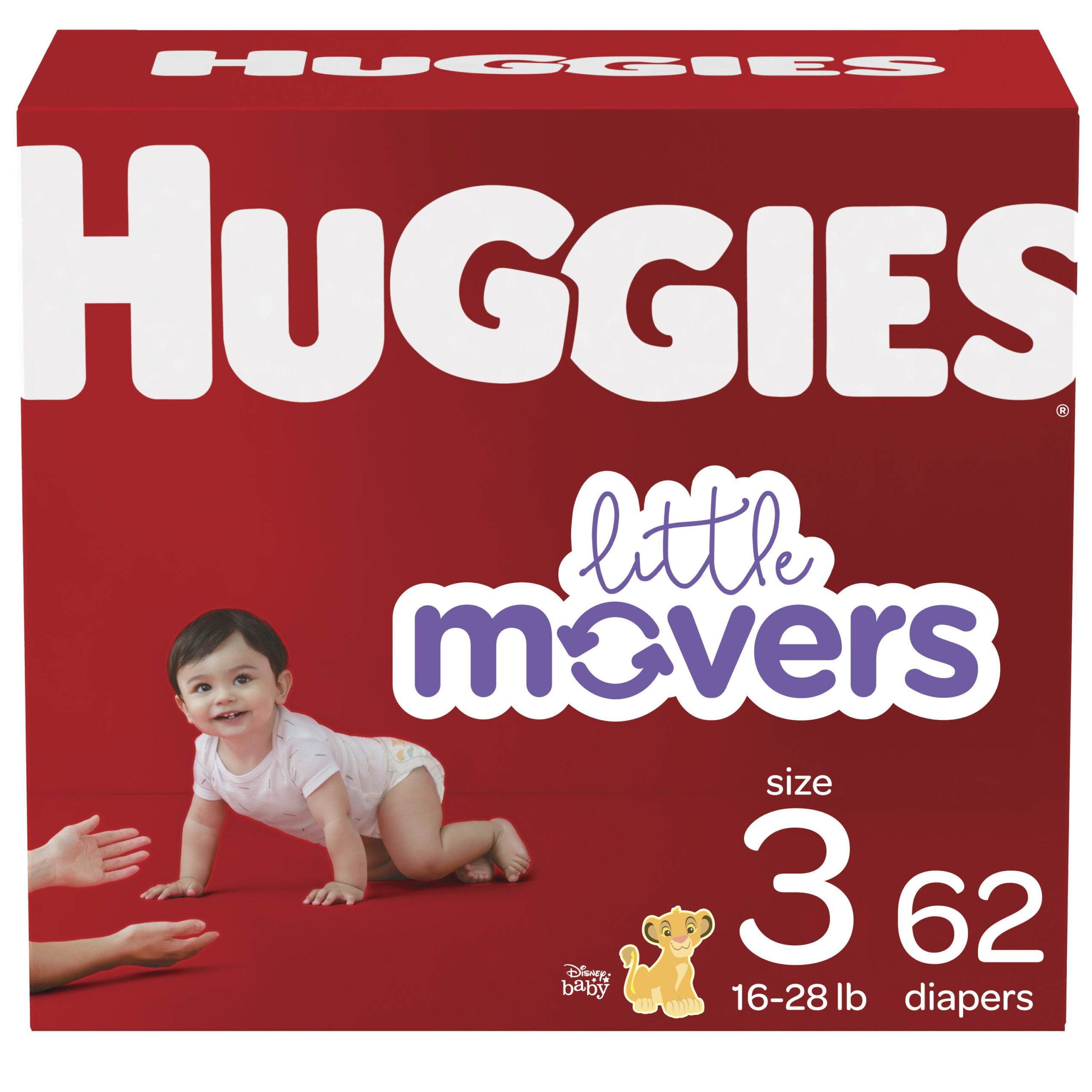 Huggies Dia Hug Lit Movers L Baby Diapers. 62 Ct. Size 3 (16-28 lb)
