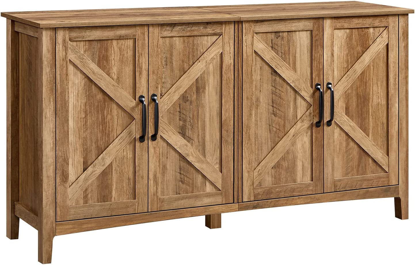 VASAGLE Buffet Cabinet Sideboard Storage Cabinet with Adjustable Shelves for Living Room Rustic Walnut