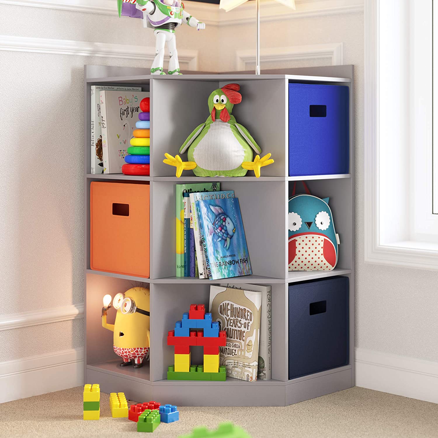 RiverRidge  Gray Composite Kids Corner Bookcase (31.63-in W x 37.31-in H x 22.44-in D)