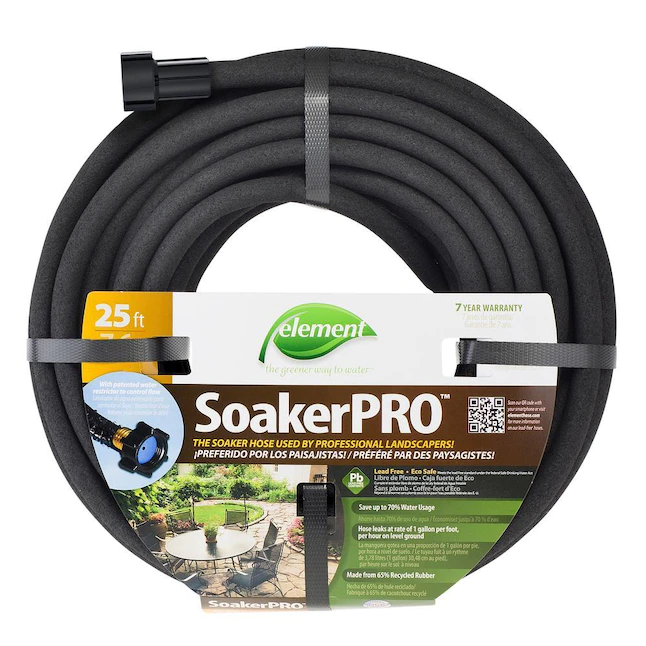 Element  3/8-in x 25-ft-Duty Kink Free Rubber Black Soaker Hose