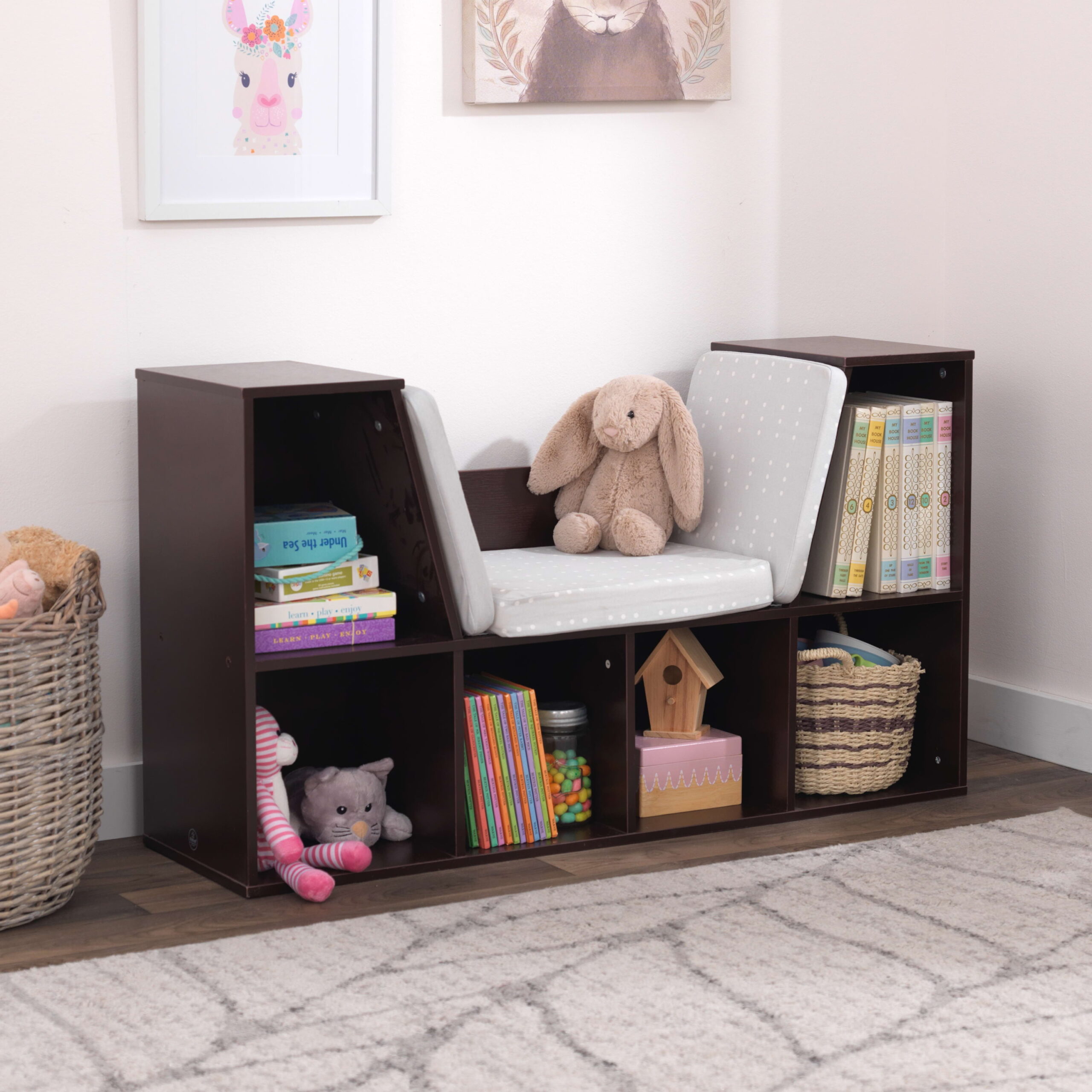 KidKraft Bookcase with Reading Nook. 6 Shelves. Espresso