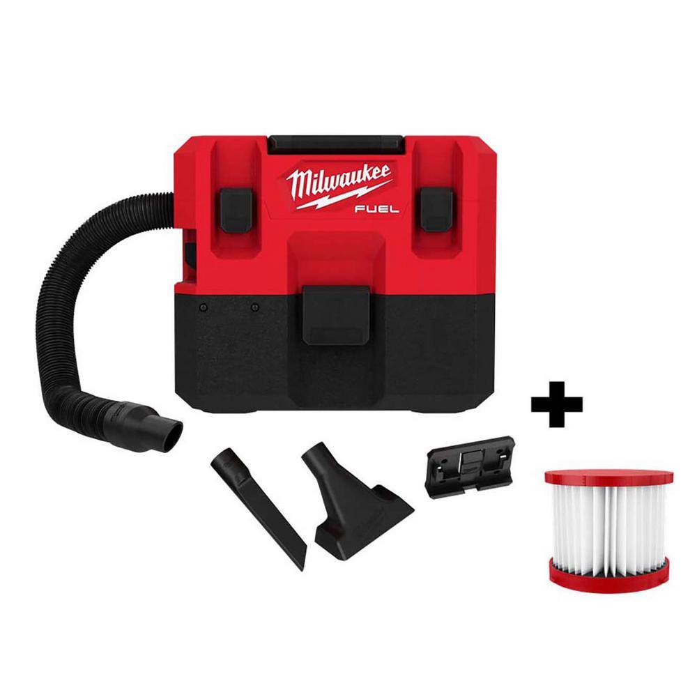 Milwaukee 0960-20-49-90-1900 M12 FUEL 12-Volt Lithium-Ion Cordless 1.6 Gal. Wet/Dry Vacuum (Tool-Only) and Extra Filter