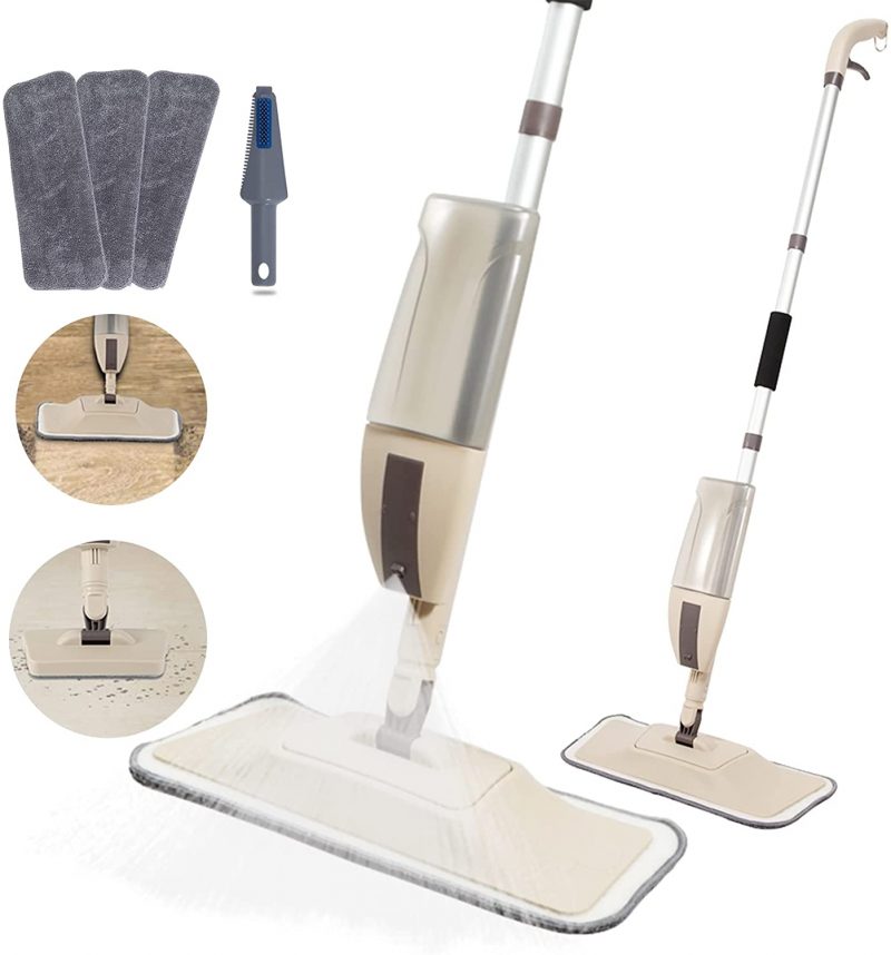 Hard Floor Mop Spray Mop Wood Tile Laminate Ceramic Floor Clean 2 Microfiber