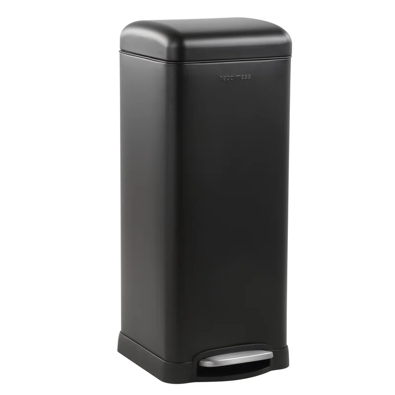 happimess HPM1007B Open Soft Close Step Trash Can. 7.9 Gallon. Black
