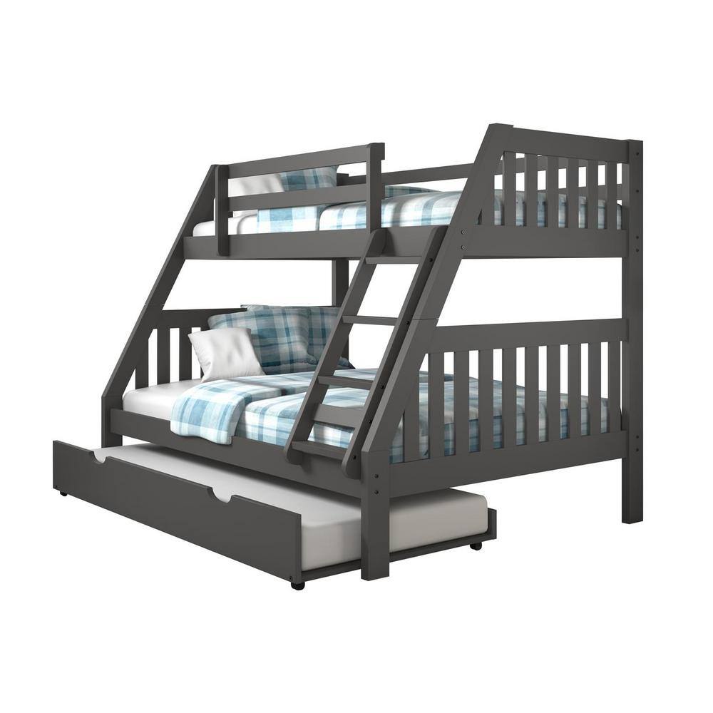 Donco Kids  Grey Twin over Full Mission Bunk Bed with Twin Trundle