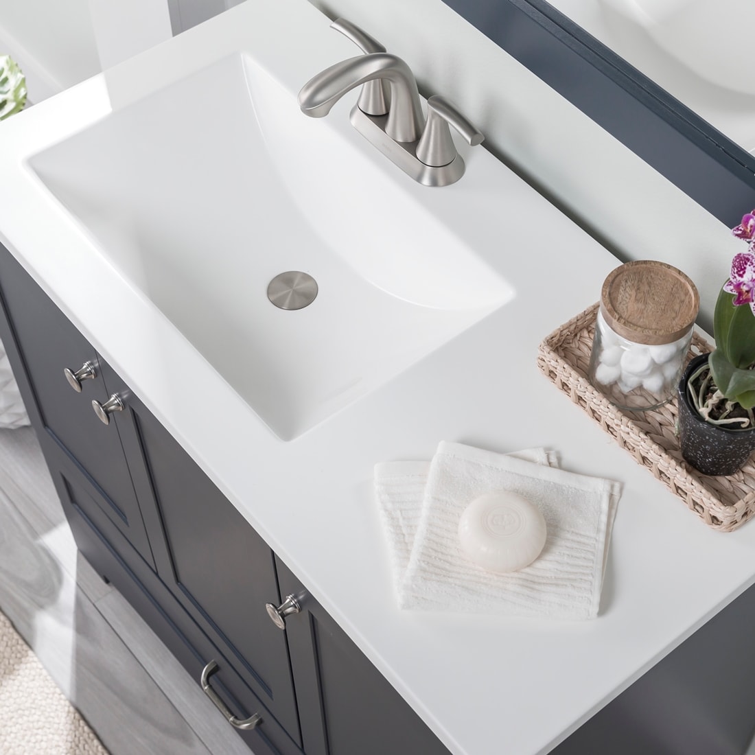 Diamond NOW Cassidy 36-in Deep Blue Single Sink Bathroom Vanity with White Cultured Marble Top