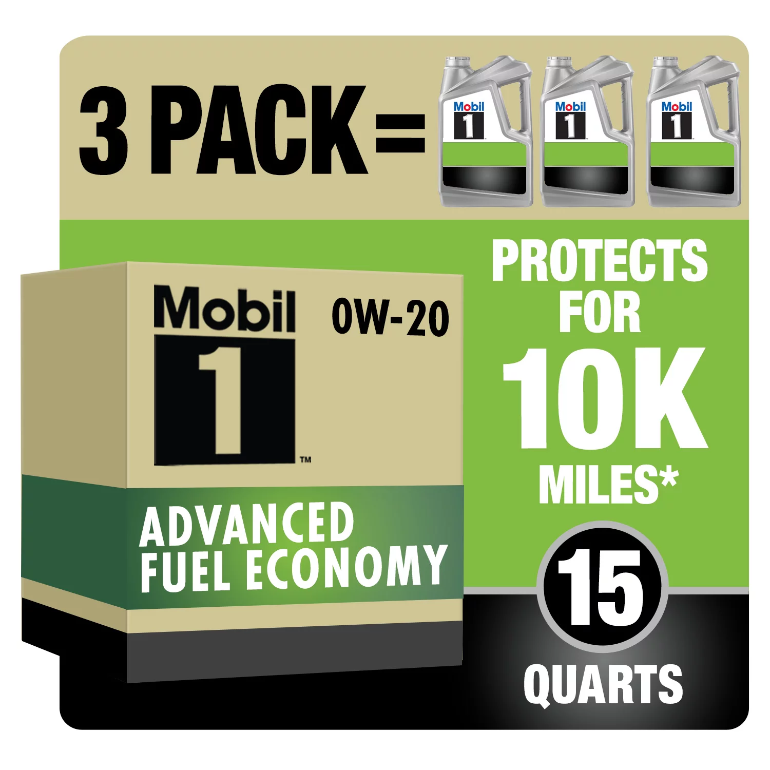 Mobil 1 Advanced Fuel Economy Full Synthetic Motor Oil 0W-20. 5 qt (3 Pack)