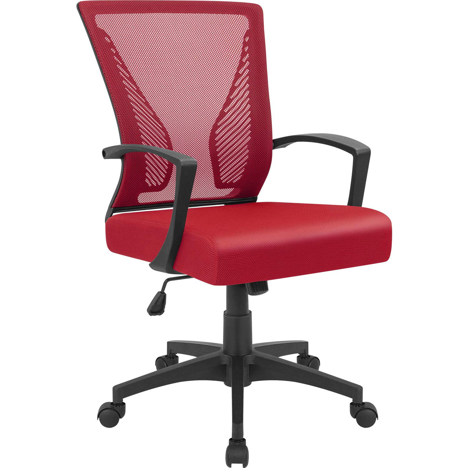 Lacoo Mid-Back Office Desk Chair Ergonomic Mesh Task Chair with Lumbar Support. Red