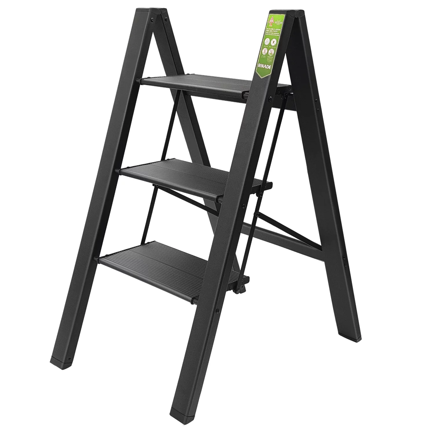 RIKADE 3 Step Ladder. RIKADE Folding Step Stool with Wide Anti-Slip Pedal. Aluminum Portable Lightweight Ladder for Home and Office Use. Kitchen Step Stool 330lb Capacity